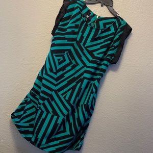 Green and Black Pattern Dress